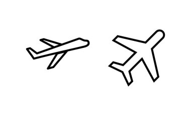 Düzlem simgesi vektörü. Uçak işareti ve sembol. Uçuş taşıma sembolü. Seyahat işareti. uçak.