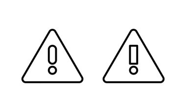 Ünlem tehlikesi ikon vektörü. Dikkat işareti ve sembol. Tehlike uyarısı işareti