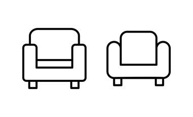 Koltuk simgesi vektörü. Kanepe işareti ve sembol. mobilya simgesi