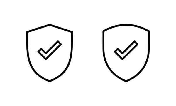 Bouclier Cocher Icône Vecteur Protection Approuver Signe Icône Assurance — Image vectorielle