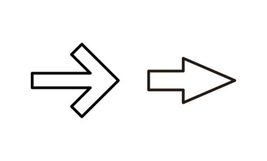 Ok simgesi vektörü. Web tasarımı için ok işareti ve sembol.