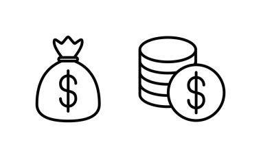 Para ikonu vektörü. Para işareti ve sembol