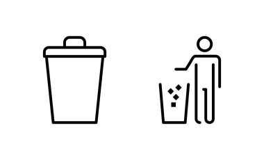 Çöp simgesi vektörü. Çöp kutusu simgesi. İşareti ve sembolü sil.