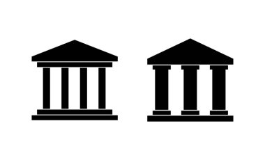Banka simgesi vektörü. Banka işareti ve sembol, müze, üniversite