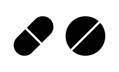 İlaç ikon vektörü. Kapsül simgesi. Uyuşturucu işareti ve sembol