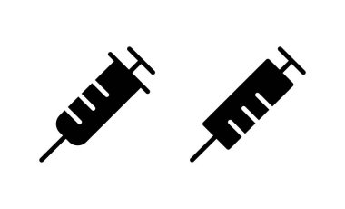 Şırınga ikon vektörü. Enjeksiyon işareti ve sembol. Aşı simgesi