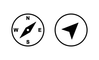 Pusula simgesi vektörü. ok pusula simgesi işareti ve sembolü