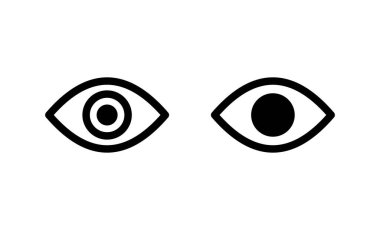 Göz simgesi vektörü. Göz işareti ve sembol. Bak ve Görüş simgesi. 