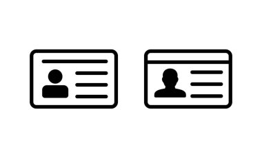 Lisans simgesi vektörü. Kimlik kartı simgesi. Sürücü ehliyeti, personel kimlik kartı 