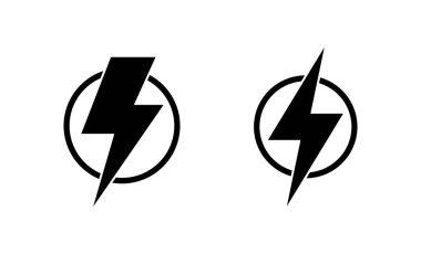 Şimşek simgesi vektörü. Elektrik işareti ve sembol. Güç simgesi. enerji işareti