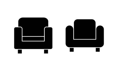 Koltuk simgesi vektörü. Kanepe işareti ve sembol. mobilya simgesi
