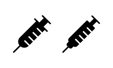 Şırınga ikon vektörü. Enjeksiyon işareti ve sembol. Aşı simgesi