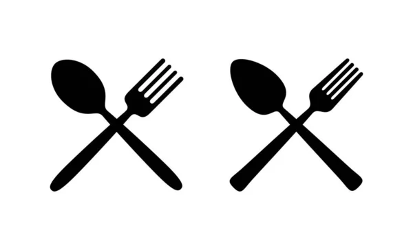 スプーンとフォークのアイコンベクトル スプーンフォークナイフアイコンベクトル レストランの看板や記号 — ストックベクタ