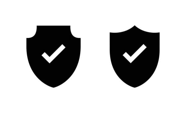 Vetor Ícone Marca Verificação Escudo Assinatura Aprovação Proteção Ícone Seguro — Vetor de Stock