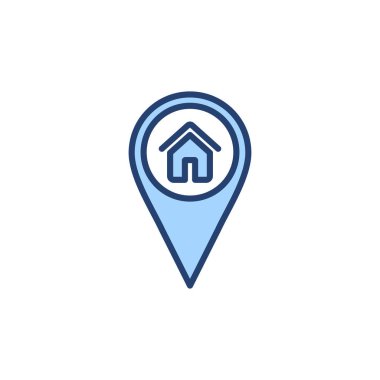 Adres simgesi vektörü. Ev işareti ve sembol. nokta