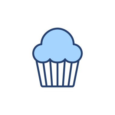 Kek ikonu vektörü. Kap kek işareti ve sembol