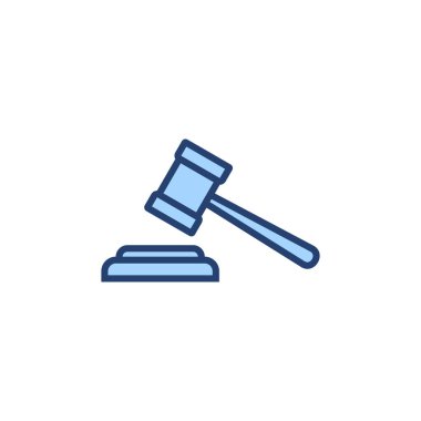 Gavel ikon vektörü. Yargıç tokmak işareti ve sembol. Kanun simgesi. Açık arttırma çekici
