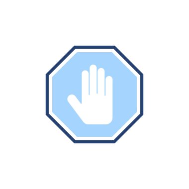 Simge vektörünü durdur. Dur tabelası. Dur işareti ve sembol. Kırmızı tabelayı elle girmeyin