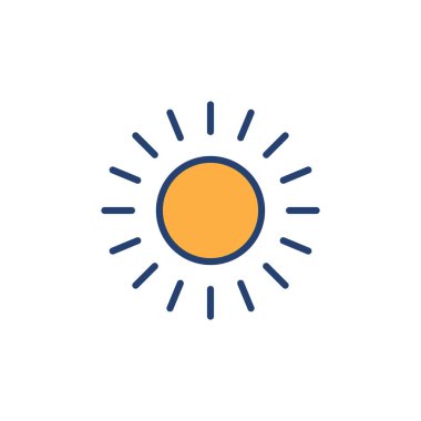 Güneş ikonu vektörü. Parlaklık işareti ve sembol