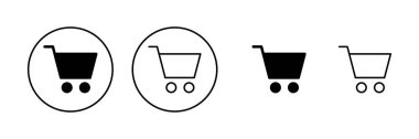 Alışveriş ikonu vektörü. Alışveriş arabası işareti ve sembol. Trolley simgesi