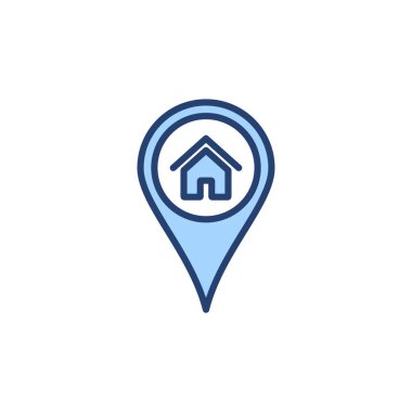 Adres simgesi vektörü. Ev işareti ve sembol. nokta