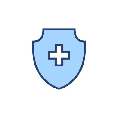 Sağlık sigortası ikonu vektörü. Sigorta sağlık belgesi ve sembolü