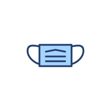 Maske simgesi vektörü. Tıbbi maske işareti ve sembol. Maske ikonlu erkek yüzü. Güvenli nefes maskesi