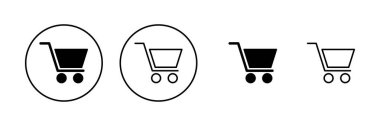 Alışveriş ikonu vektörü. Alışveriş arabası işareti ve sembol. Trolley simgesi
