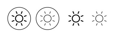 Güneş ikonu vektörü. Parlaklık işareti ve sembol