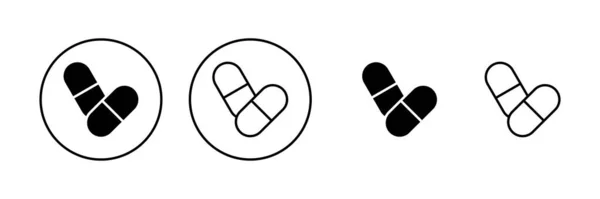 Wektor Ikony Pigułek Ikona Kapsułki Znak Symbol Narkotyków — Wektor stockowy