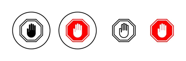 アイコン ベクトルを 道路標識を止めて 手を止めてサインとシンボルを 手で停止赤の標識を入力しないでください — ストックベクタ