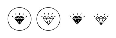 Elmas ikon vektörü. Elmas taşları işareti ve sembolü