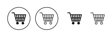 Alışveriş ikonu vektörü. Alışveriş arabası işareti ve sembol. Trolley simgesi