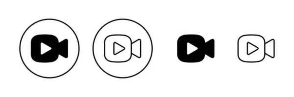 Vettore Icone Video Segno Simbolo Della Videocamera Segno Del Film — Vettoriale Stock