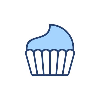 Kek ikonu vektörü. Kap kek işareti ve sembol