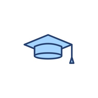 Eğitim ikonu vektörü. Mezuniyet şapkası işareti ve sembol. Mezun olmak. Öğrenci şapkası