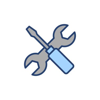 Alet ikon vektörünü onar. araç işareti ve sembol. Simge ayarlanıyor. İngiliz anahtarı ve tornavida. Servis