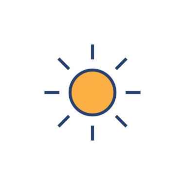 Güneş ikonu vektörü. Parlaklık işareti ve sembol