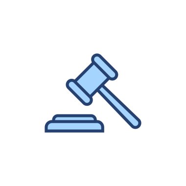 Gavel ikon vektörü. Yargıç tokmak işareti ve sembol. Kanun simgesi. Açık arttırma çekici