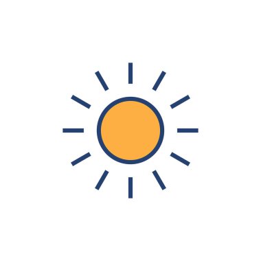 Güneş ikonu vektörü. Parlaklık işareti ve sembol