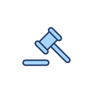 Gavel ikon vektörü. Yargıç tokmak işareti ve sembol. Kanun simgesi. Açık arttırma çekici