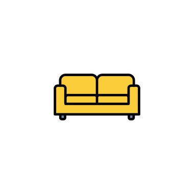 Web ve mobil uygulama için kanepe simgesi vektörü. Kanepe işareti ve sembol. mobilya simgesi