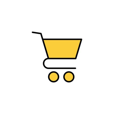 Web ve mobil uygulama için ikon vektörü alınıyor. Alışveriş arabası işareti ve sembol. Trolley simgesi
