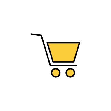 Web ve mobil uygulama için ikon vektörü alınıyor. Alışveriş arabası işareti ve sembol. Trolley simgesi