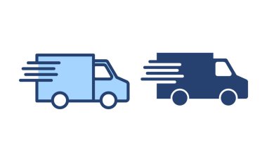 Teslimat kamyonu ikon vektörü. Teslimat kamyonu işareti ve sembol. Hızlı dağıtım simgesi gönderiliyor