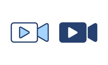 Video simgesi vektörü. Video kamera işareti ve sembol. Film tabelası. Sinema