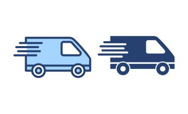 Teslimat kamyonu ikon vektörü. Teslimat kamyonu işareti ve sembol. Hızlı dağıtım simgesi gönderiliyor