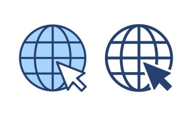 Web simgesi vektörü. Web tabelalarına ve sembollere git. Web tıklama simgesi. Genel arama simgesi