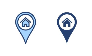 Adres simgesi vektörü. Ev işareti ve sembol. nokta