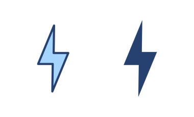 Şimşek simgesi vektörü. Elektrik işareti ve sembol. Güç simgesi. enerji işareti